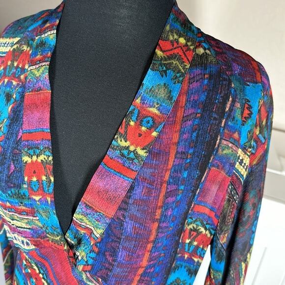 Chico's 100% Silk Brandy Tunic in Sangria Empire Waist Long Sleeves Sz 1 = M = 8 - Picture 6 of 14